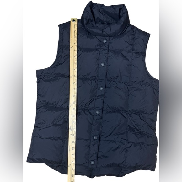 Women's LANDS' END Black Blue Goose Down Quilt Snap-Up Puffer Vest SMALL Y2K - Picture 8 of 13